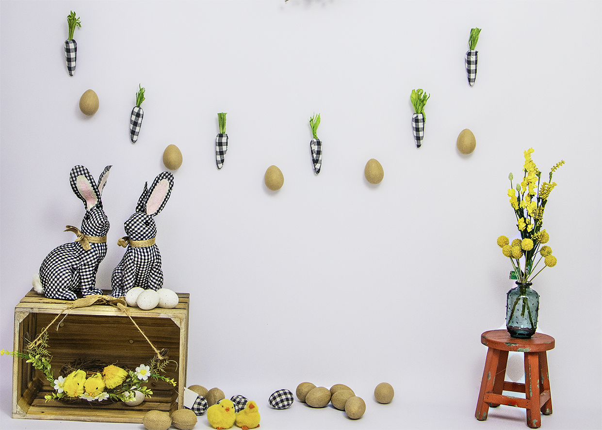 Fox Rolled Vinyl Easter Backdrop with Rabbit Eggs Designed by Nosheen Iqbal - Foxbackdrop