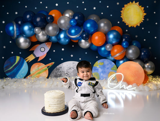 Fox Universe Birthday Vinyl Backdrop Designed by Claudia Uribe