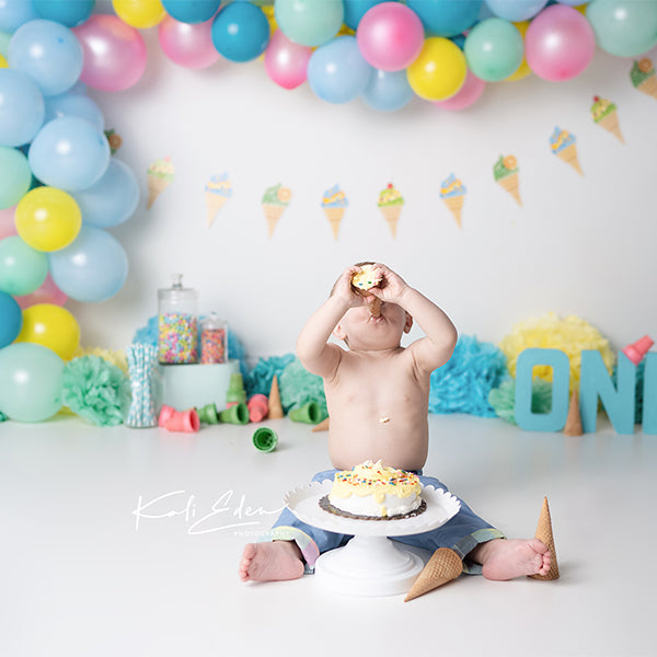 Fox Children Balloons Cake Smash Backdrop Design by Kali - Foxbackdrop