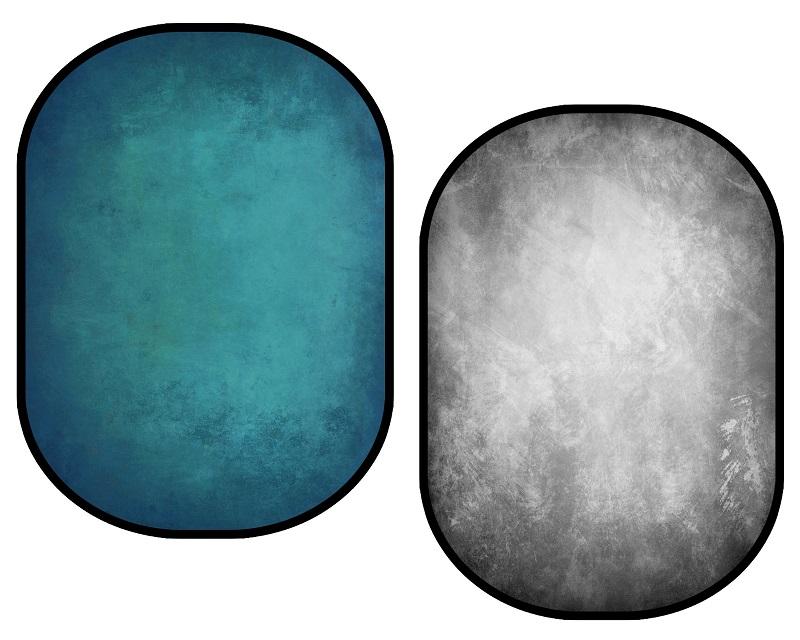 Fox Gray Abstract Texture/ Blue Green Abstract Texture Collapsible Backdrop Photography 5X6.5ft(1.5x2m) - Foxbackdrop