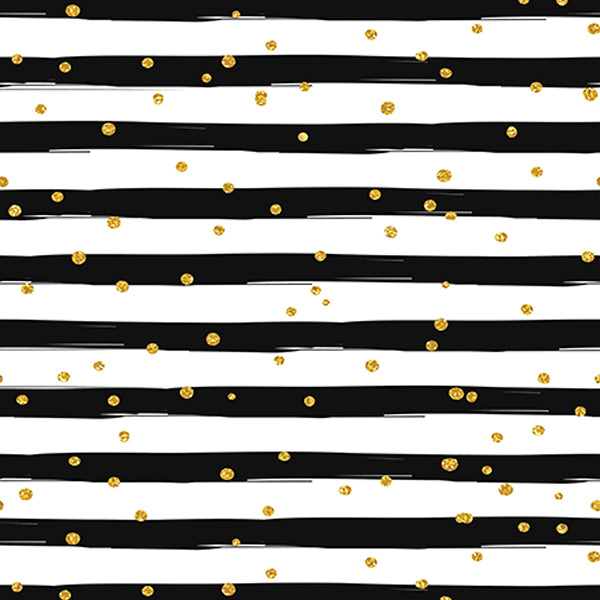 Fox Black White Stripe Gold Dots Vinyl Backdrop - Foxbackdrop