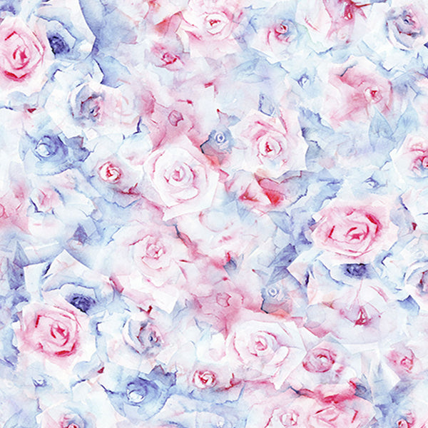 Fox Rolled Watercolor Pink Blue Flowers Vinyl Backdrop - Foxbackdrop