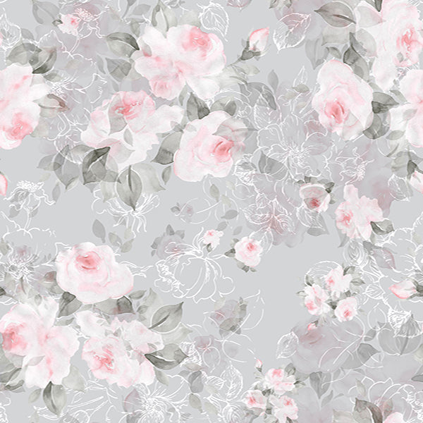 Fox Watercolor Pink Flowers Grey Vinyl Backdrop for Photography - Foxbackdrop