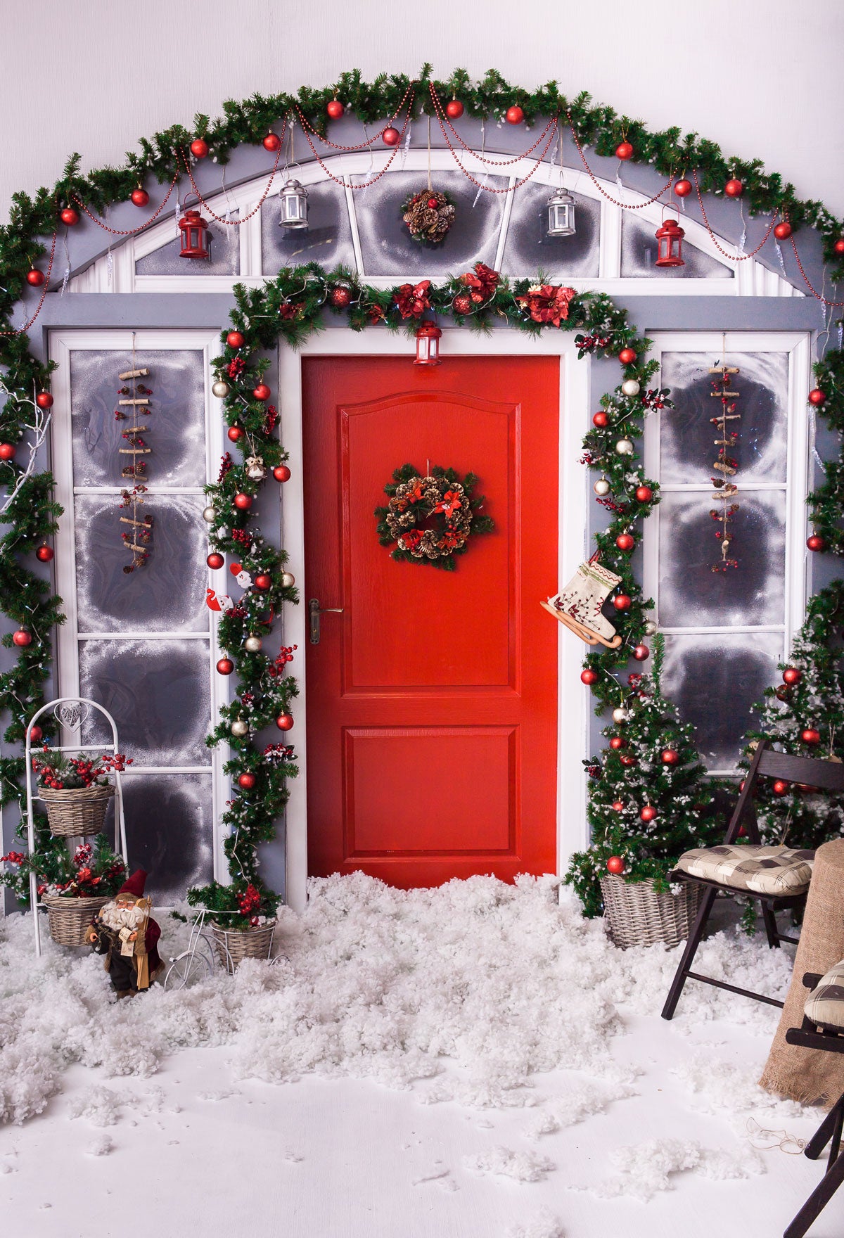 Fox Outdoor Snow Christmas Vinyl Photos Backdrop - Foxbackdrop