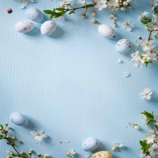 Fox Rolled Sky Blue Easter Egg Vinyl Photo Backdrop - Foxbackdrop