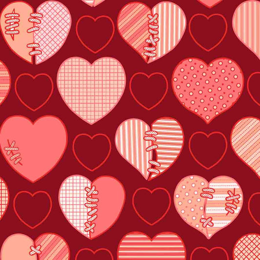 Fox Rolled Red Splice Heart Vinyl Valentine Day Backdrop - Foxbackdrop