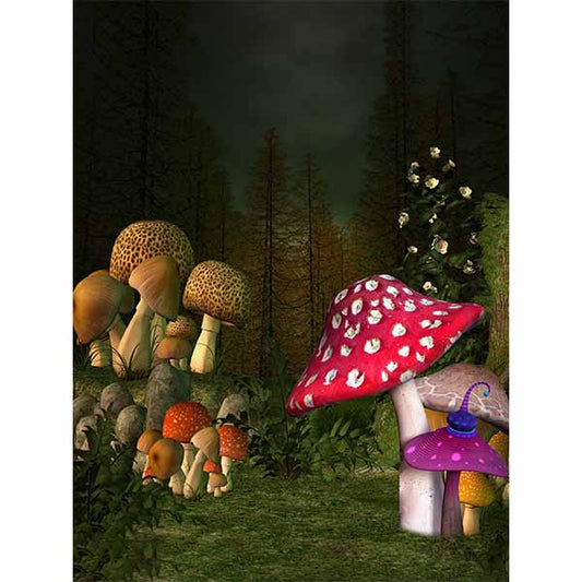 Fox Rolled Spring Mushroom Vinyl Photo Backdrops - Foxbackdrop