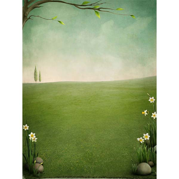 Fox Rolled Green Grassland Vinyl Photography Backdrops - Foxbackdrop