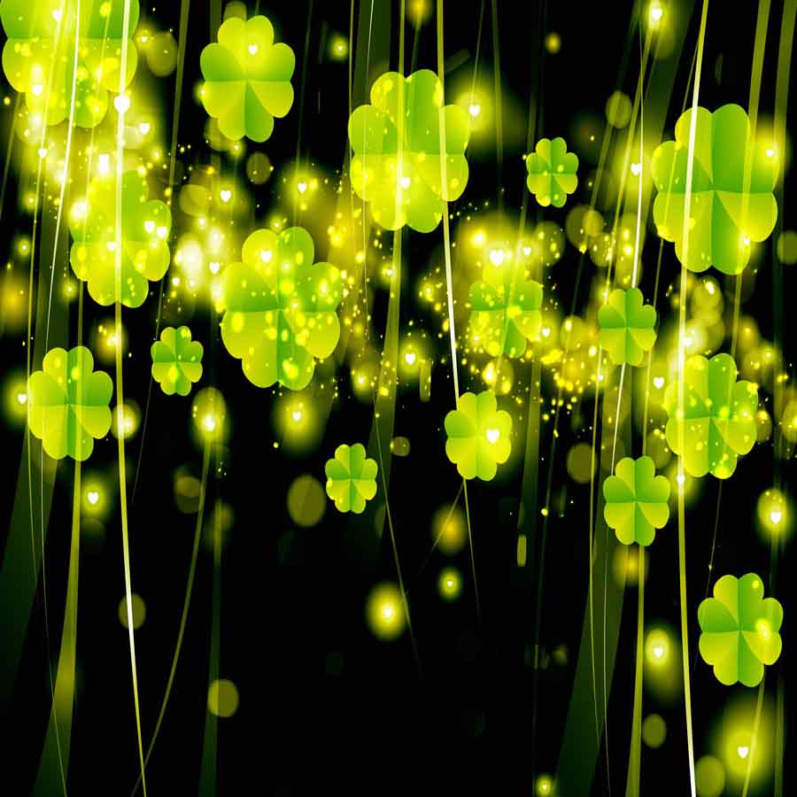 Fox Rolled St. Patrick's Day Green Leaves Black Vinyl Backdrop - Foxbackdrop