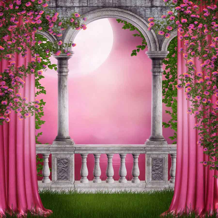 Fox Rolled Vinyl Pink Curtain Wedding Photography Backdrop - Foxbackdrop