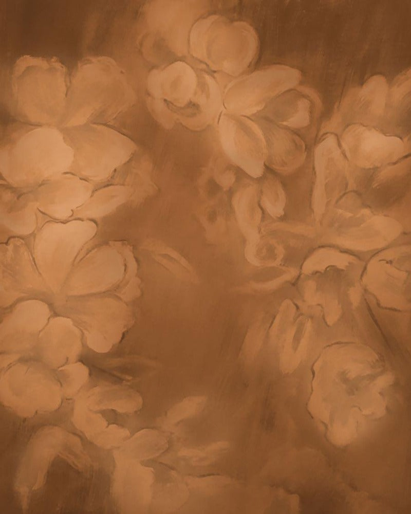 Fox Rolled Vintage Brown Flowers Vinyl Backdrop - Foxbackdrop