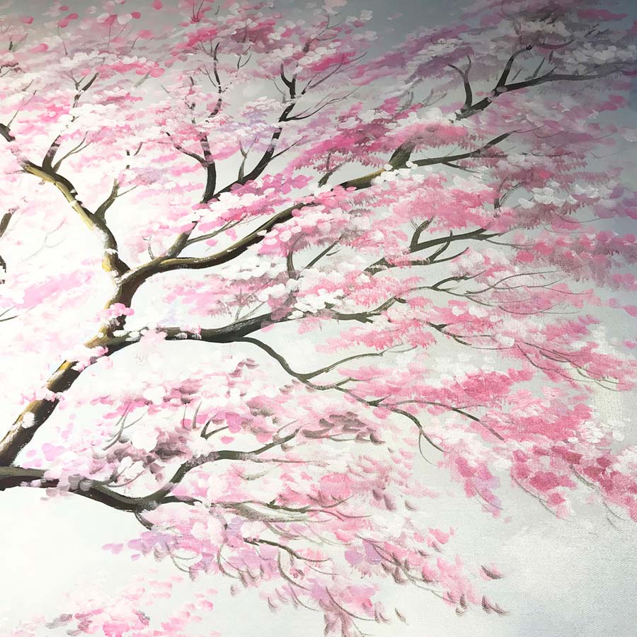 Fox Rolled Pink Flowers Tree Vinyl Floral Backdrop - Foxbackdrop