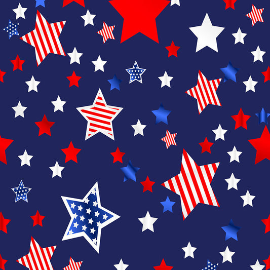 Fox American Flag Stars 4 of July Vinyl Photography Backdrop - Foxbackdrop