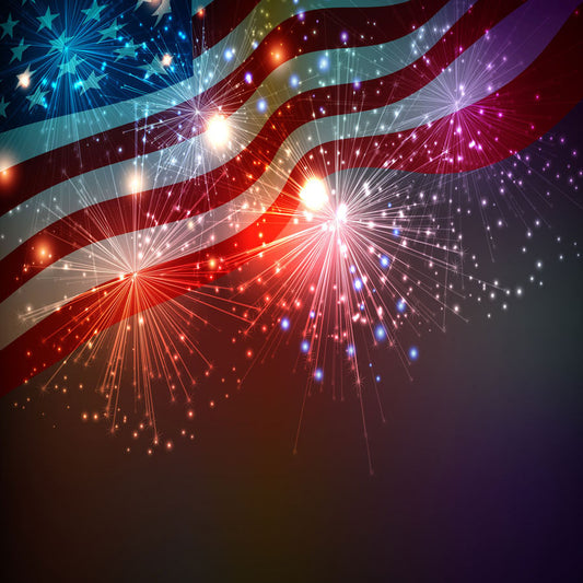 Fox American Flag Night Firework Vinyl 4 of July Backdrop - Foxbackdrop