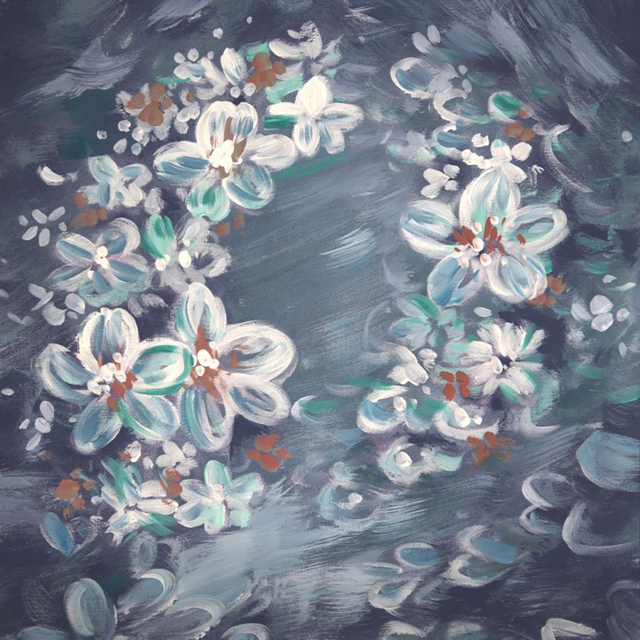 Fox Rolled Dreamy White Flowers Dark Vinyl Maternity Children Backdrop - Foxbackdrop