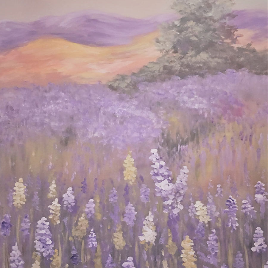Fox Rolled Painting Lavender Flowers Vinyl Backdrop - Foxbackdrop