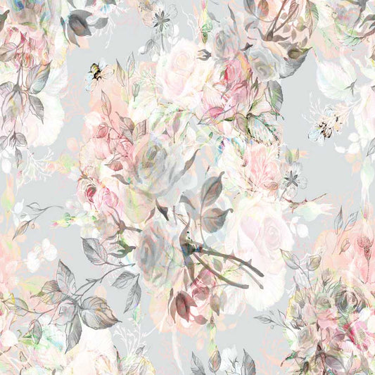 Fox Rolled Retro Flowers Vinyl Floral Maternity Backdrop - Foxbackdrop