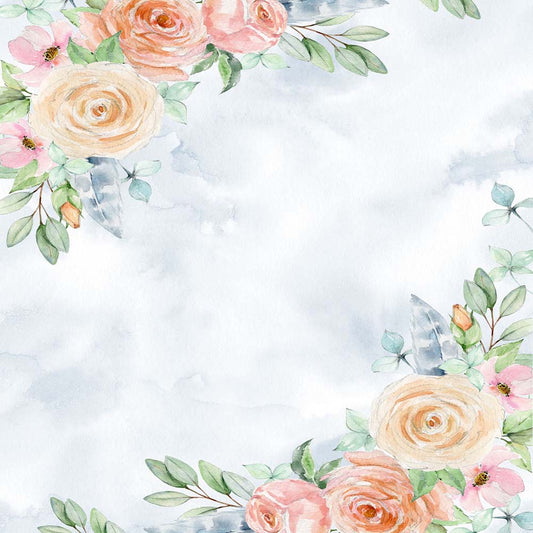 Fox Rolled Flowers Printing Vinyl Floral Backdrop - Foxbackdrop