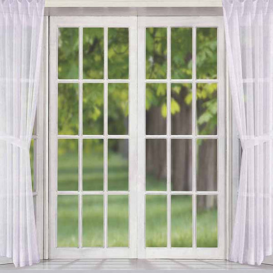 Fox Rolled White Curtain Window Vinyl Backdrop - Foxbackdrop