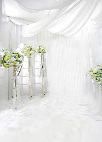 Fox White Curtains Wedding Vinyl Backdrop - Foxbackdrop