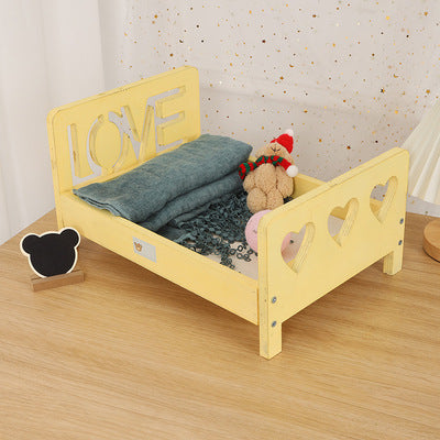 Fox Newborn Photography Props Valentine's Day LOVE Wooden Detachable Bed