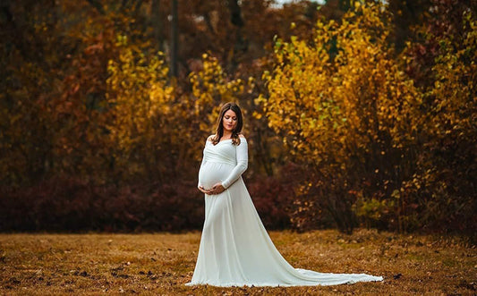 Fox Sexy V Neck Long Sleeve Maternity Dress for Photography