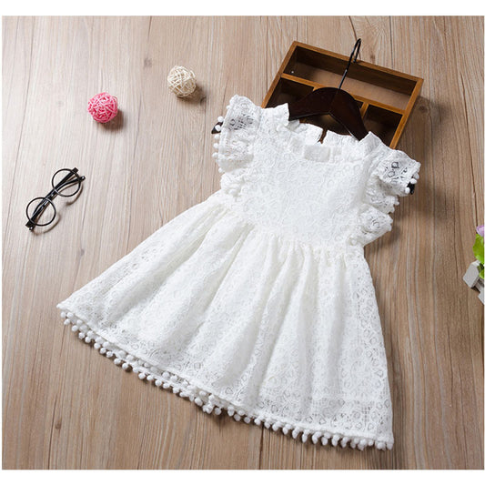 Fox Small Flying Sleeve Dress Hollow Hair Ball Lace Flower Princess Tutu Skirt Mesh Skirt Women