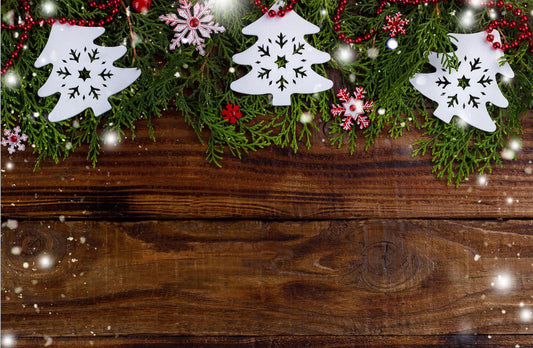 Fox Rolled Brown Wood Christmas Vinyl Photos Backdrop - Foxbackdrop