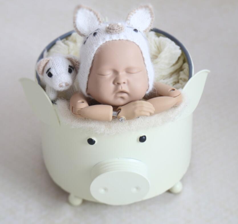 Fox Beige Iron Pig Bucket Studio Prop for Newborn Photography Props - Foxbackdrop