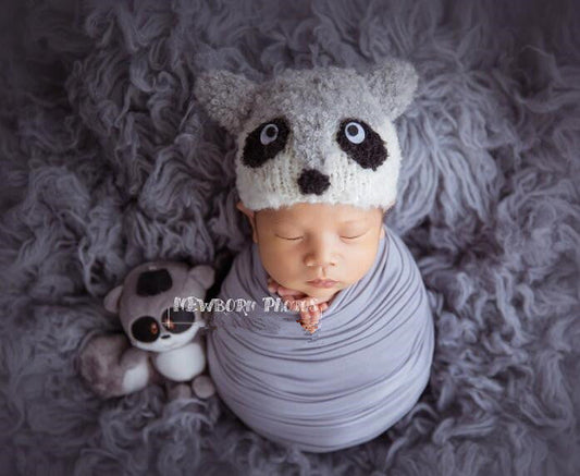 Fox 3pcs Baby Hat Posing Wrap Toy Kit Raccooncap Newborn Baby Studio Props - Foxbackdrop