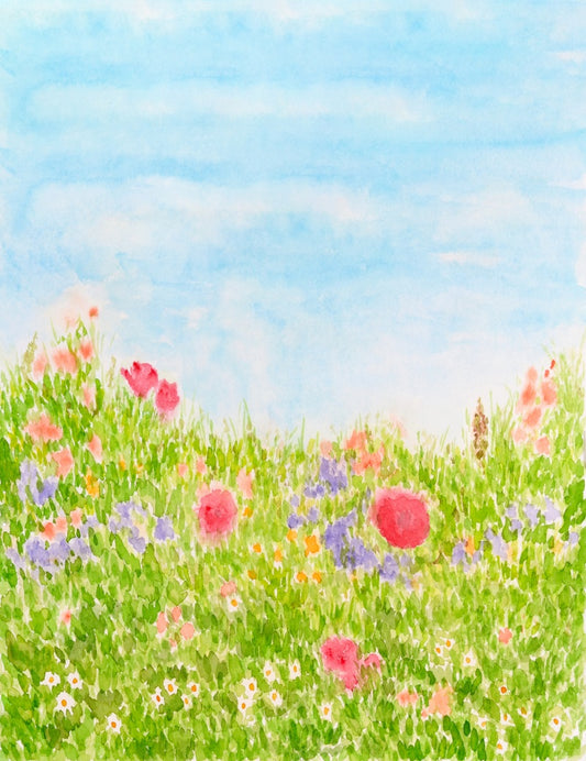 RTS Fox Spring Blue Sky Flowers Painting Vinyl Backdrop