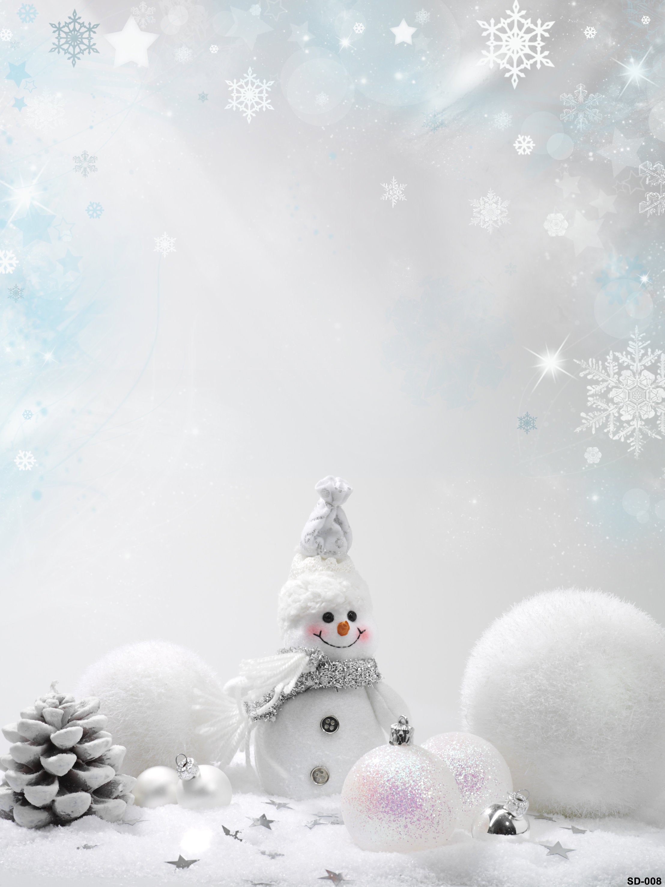 Fox Winter Snowman Rolled Thick Vinyl Backdrop - Foxbackdrop