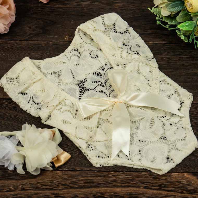 Fox 2pc/set Beige Lace Summer Outfits for Newborn Photo Props - Foxbackdrop