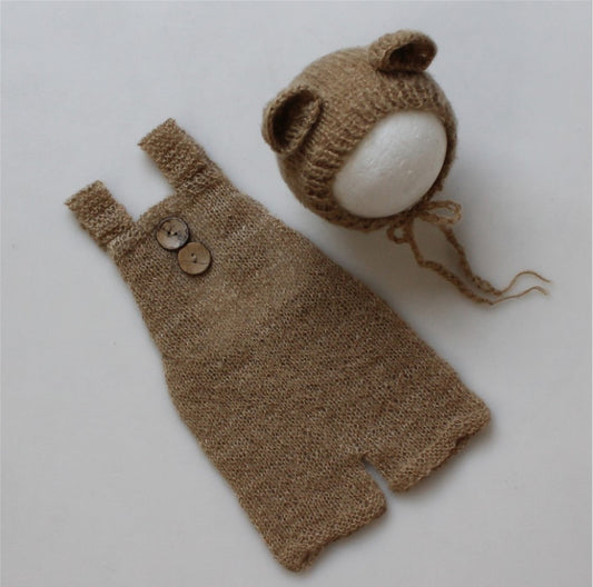 Fox 2 pcs/set Newborn Knitting Bonnet with Outfit for Photoshoot - Foxbackdrop