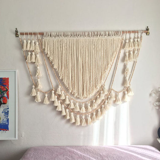 Fox 110×110cm Boho Hand Made Tassel Cotton Tapestry Props - Foxbackdrop