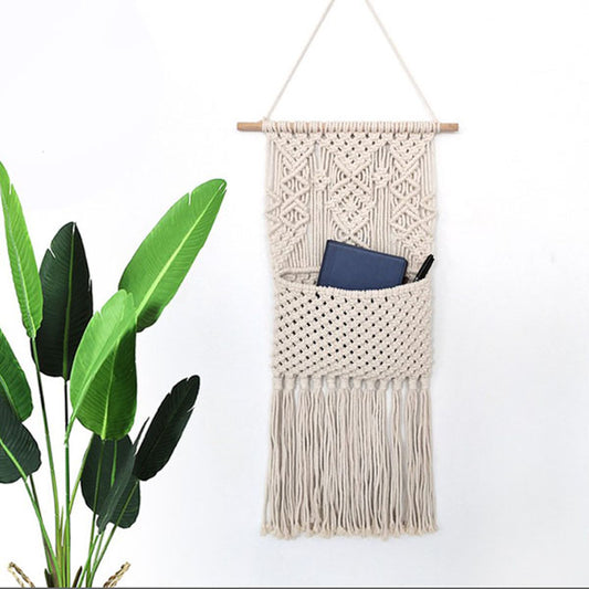Fox 30×75cm Boho Hand Made Grid Weave Storage Bag Cotton Tapestry - Foxbackdrop