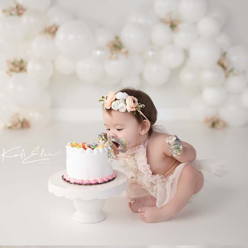 Fox Rolled Cake Smash Vinyl White Backdrop Design by Kali - Foxbackdrop