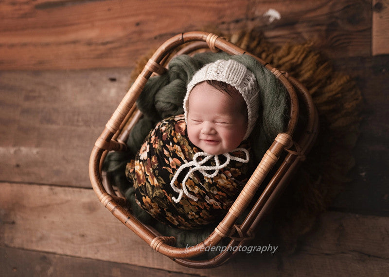 Fox Bamboo Square Basket for Newborn Photo Props - Foxbackdrop