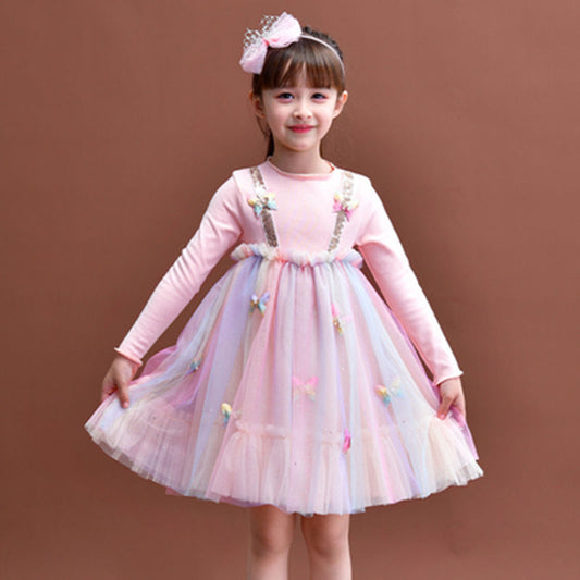 Fox New Rainbow Princess Dress Pettiskirt Summer Girls Dress