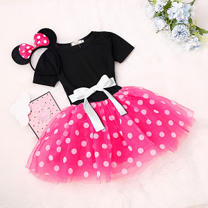 Fox Children's Ballet Skirt Girls Pettiskirt Polka Dot Mesh Dress Bow Princess Dress