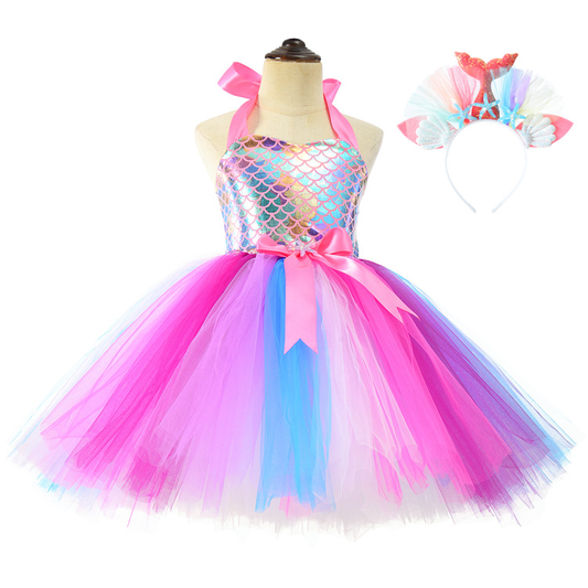 Fox Mermaid dress Children's dresses halloween costume Princess dress Dance skirt