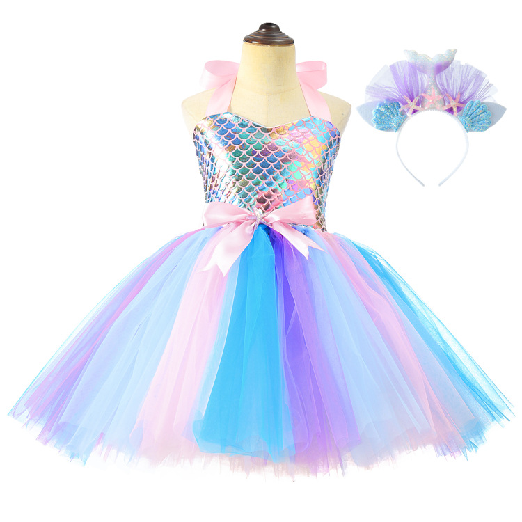 Fox Mermaid dress Children's dresses halloween costume Princess dress Dance skirt