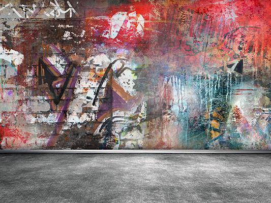 Fox Graffiti Wall With Floor Vinyl Backdrop - Foxbackdrop