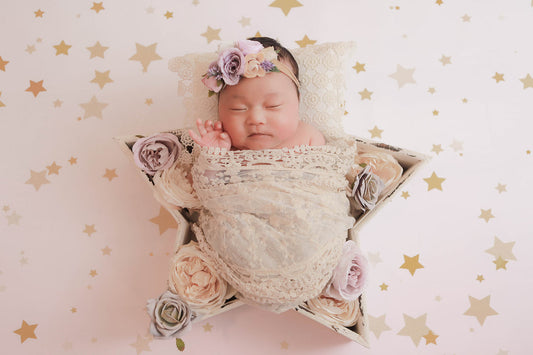 Fox Pink with Golden Stars Vinyl Backdrop