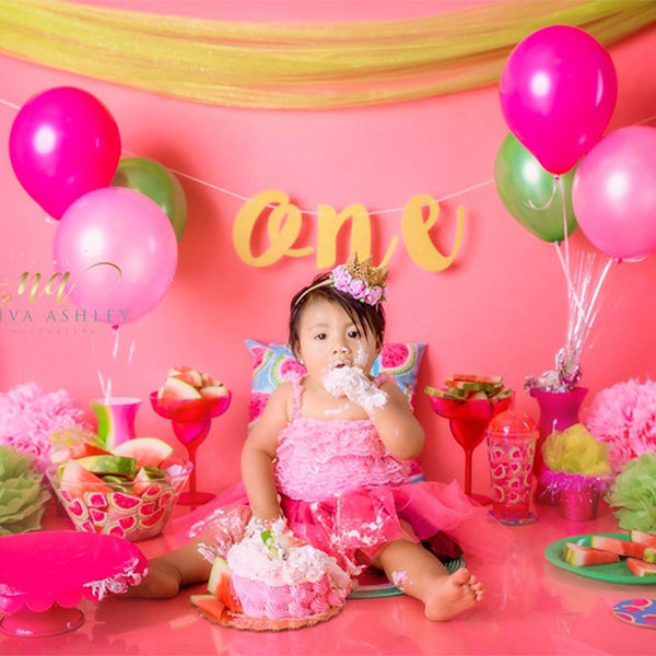 Fox Pink Balloons Children Birthday Vinyl Backdrop Design By Neiva - Foxbackdrop