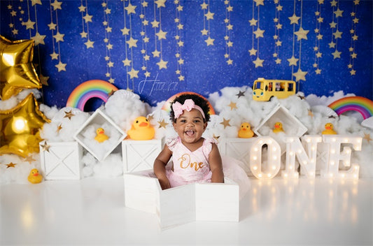 Fox Cloud Toy Stars Rubber Duck Birthday Vinyl Backdrop Designed By Joy Perez