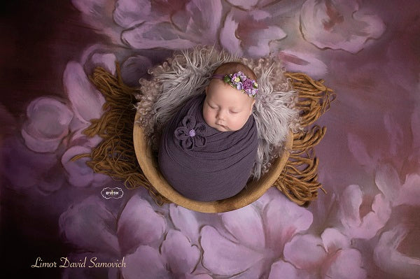 Fox Vinyl/Fabric Purple Flowers Backdrop for Photography