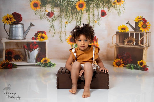 Fox Sunflowers Children Vinyl/Fabric Photo Backdrop Design By Neiva